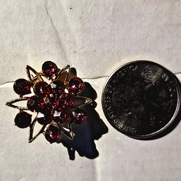 Vintage Deep pink fushia crystal Starburst brooch pin #madmen - Picture 6 of 7